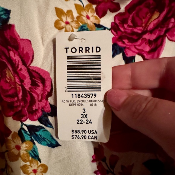 NWT TORRID Mini Challis Skater Dress Floral Size 3X - Picture 7 of 7